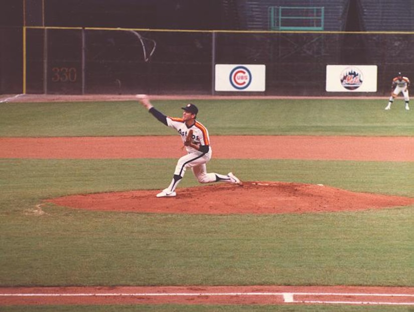 Vintage 1990 MLB Texas Rangers Nolan Ryan Pitching Flaming Ball