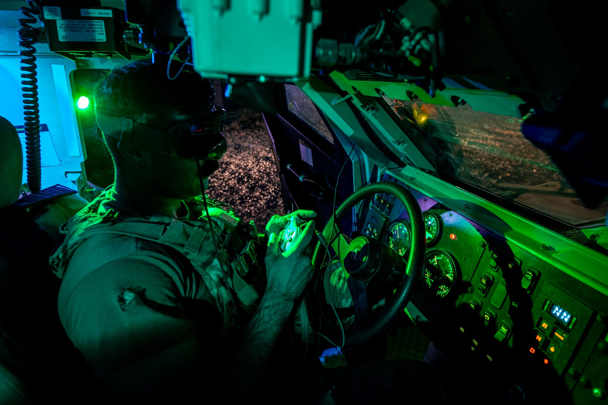 EOD airman controls robot