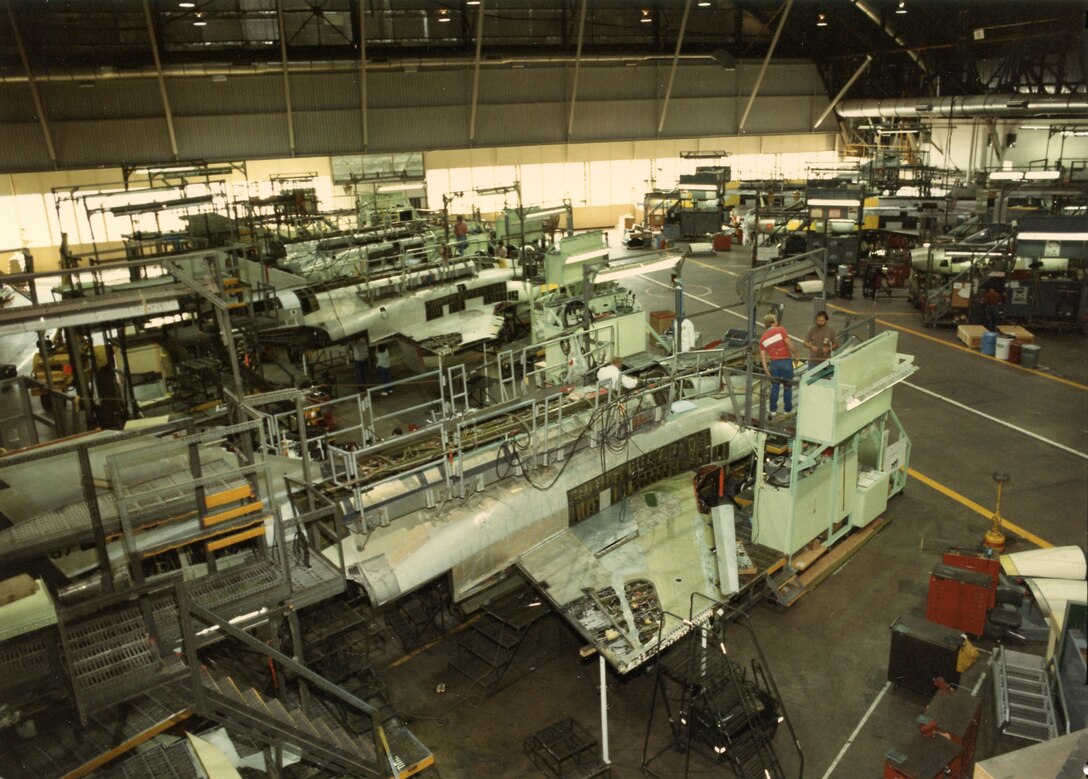 F-4 depot maintenance at the Ogden Air Logistics Center, Hill AFB, Utah, c. 1980s. Ogden continued to perform depot maintenance on some 200 F-4s each year.
