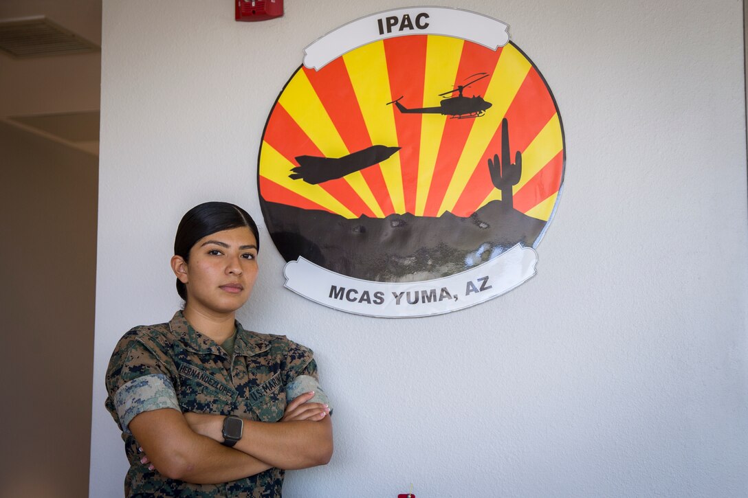 U.S. Marine Corps LCpl Vanessa HernandezLopez, an administrative specialist with Installation Personnel Admin Center (IPAC), Marine Corps Air Station (MCAS) Yuma, conduct their daily routine on MCAS Yuma, June 10, 2020.