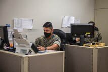 U.S. Marines with Installation Personnel Admin Center (IPAC), Marine Corps Air Station (MCAS) Yuma, conduct their daily routine on MCAS Yuma, June 10, 2020. IPAC handles all administrative services to all Marines and their family members assigned to MCAS Yuma. (U.S. Marine Corps photo by Lance Cpl John Hall)