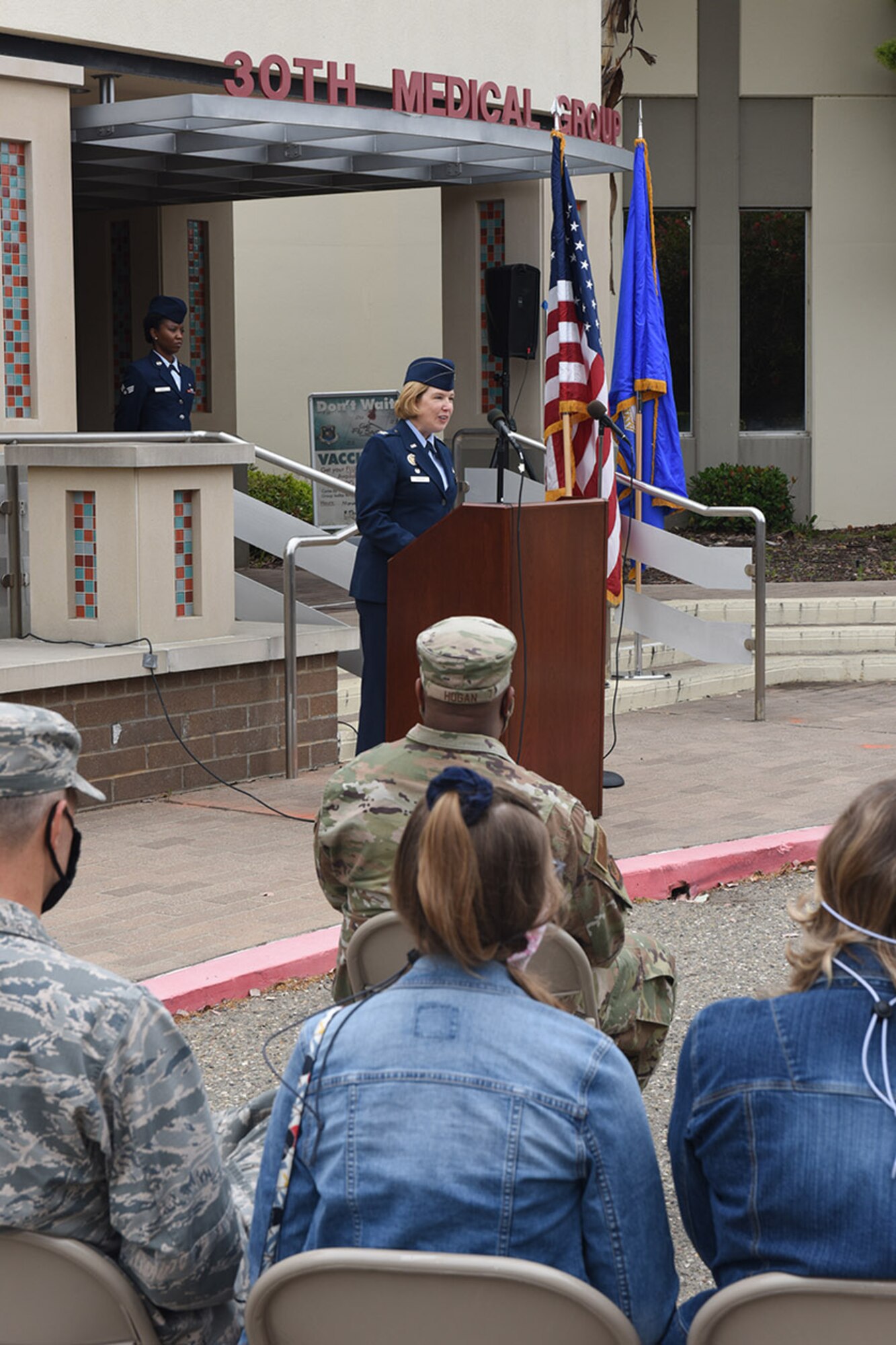 Photo of Colonel Spitler speaking at podium