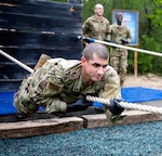 U.S. Air Force basic training trainee Alexie Delgado Berrios goes through the Leadership Reaction Course