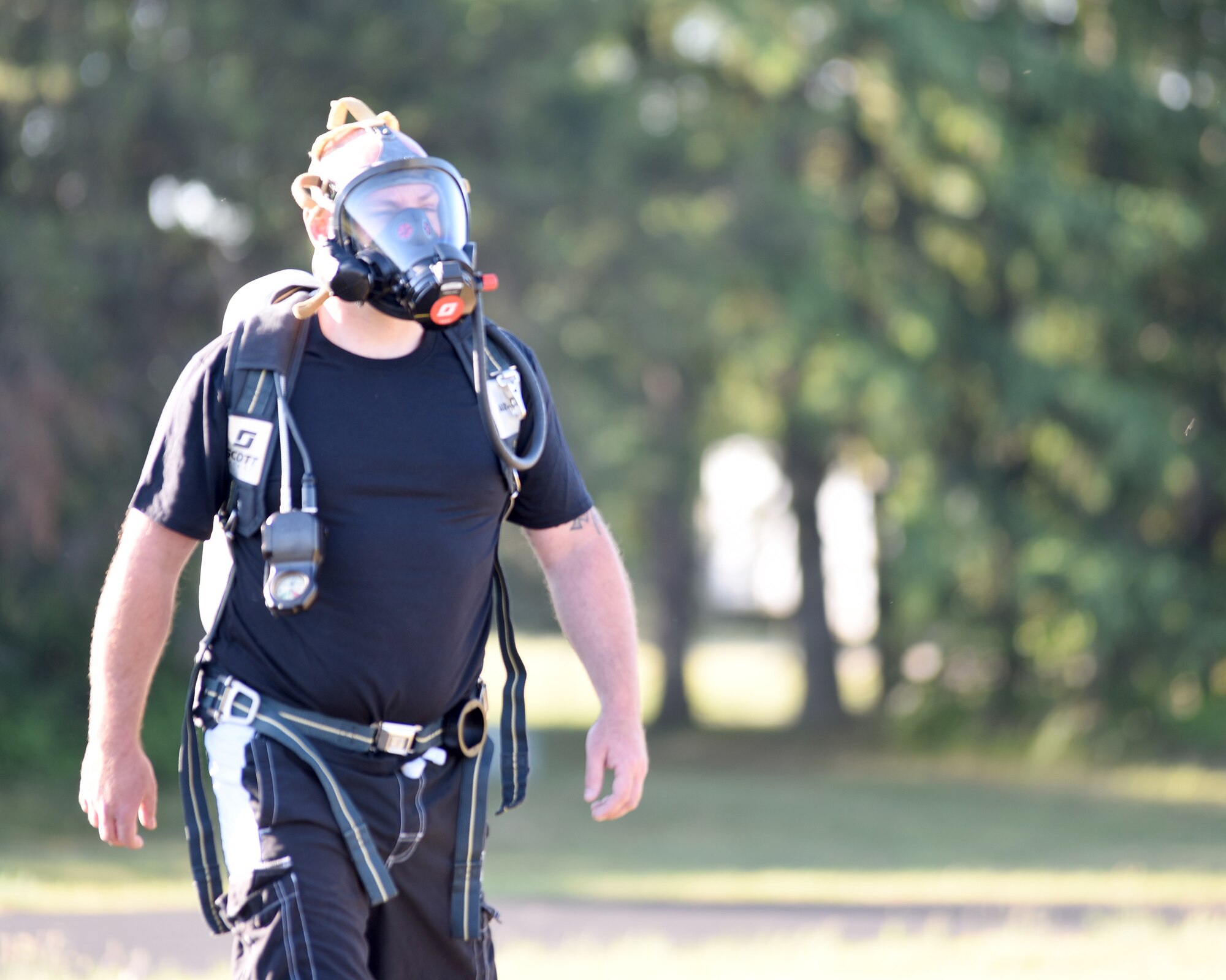 Soldiers and Airmen from the 51st Civil Support Team (CST) Weapons of Mass Destruction (WMD) conduct controlled breathing exercises as part of their training, Fort Custer Training Center, Augusta, Michigan, June 18, 2020. Team members go through a non-physical but demanding activity while trying to conserve oxygen for the purpose of extending their air supply as this helps them practice breathing techniques in order to extend oxygen life. The 51st CST-WMD is 1 of the 57 WDM-CSTs in the National Guard that are located in every state, U.S. Territory, and Washington, D.C. Their primary responsibility is to identify hazardous chemical agents and substances, assess current and projected consequences, advise on response measures and assist with requests for additional support. (Air National Guard photo by Master Sgt. David Eichaker/released)