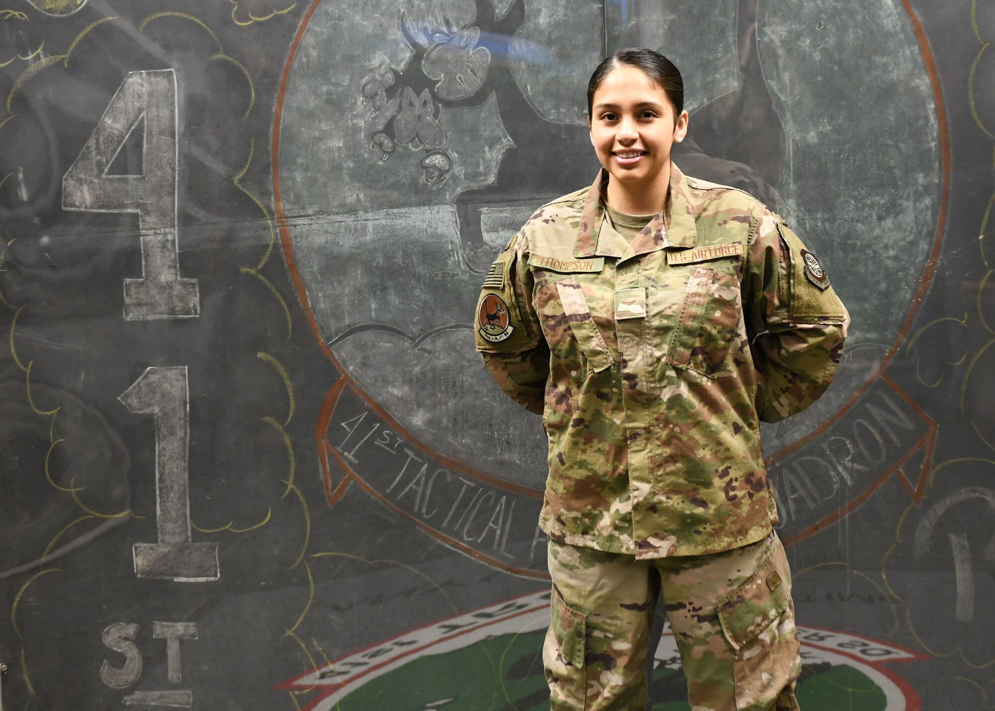 Airman 1st Class Chellsea Thompson, 41st Airlift Squadron aviation resource management, is recognized as the Combat Airlifter of the Week at Little Rock Air Force Base.