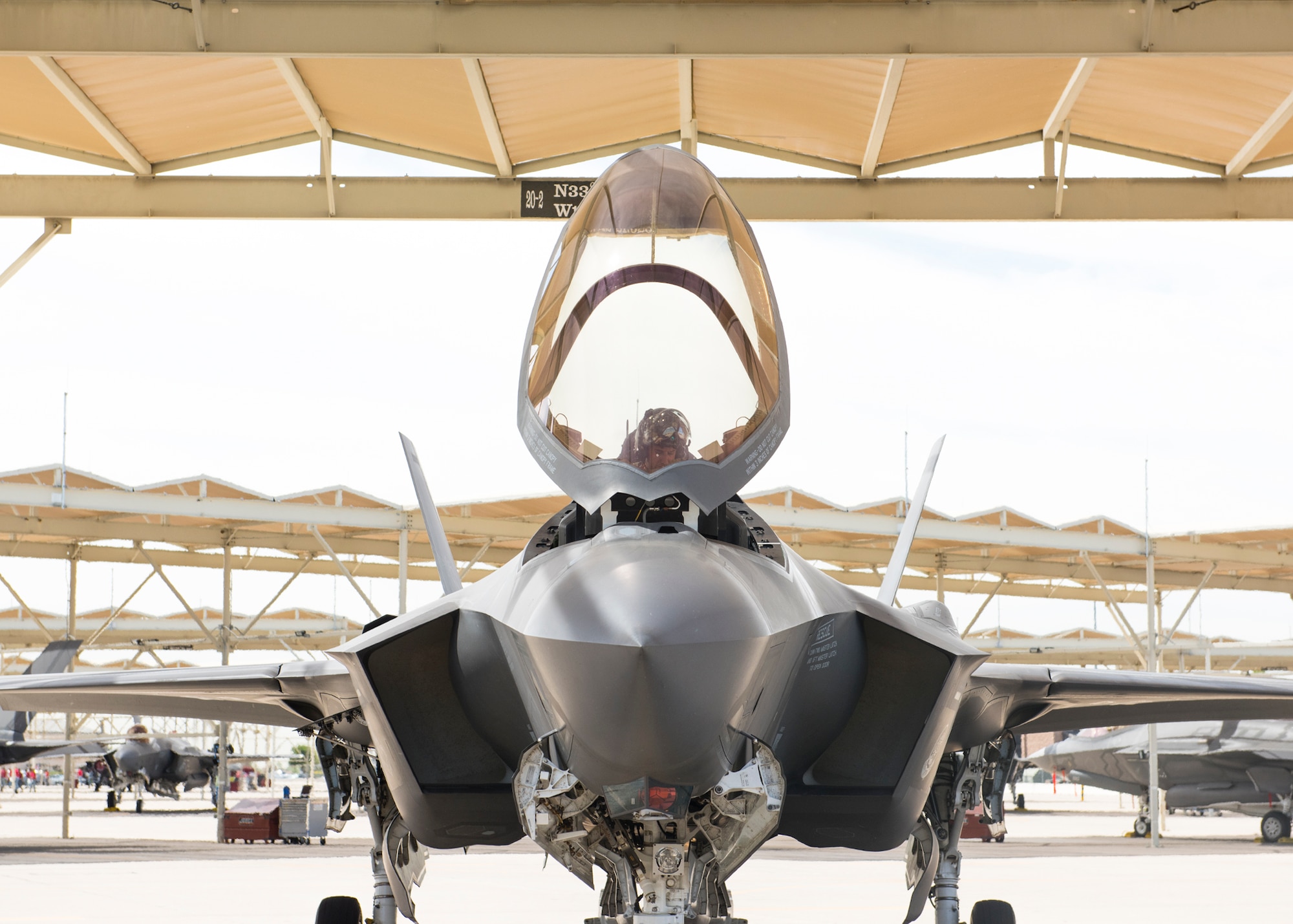 Capt. Justin Lennon, 56th Training Squadron F-35A Lightning II instructor pilot, prepares for a Pride Month flyby June 26, 2020, at Luke Air Force Base, Ariz.