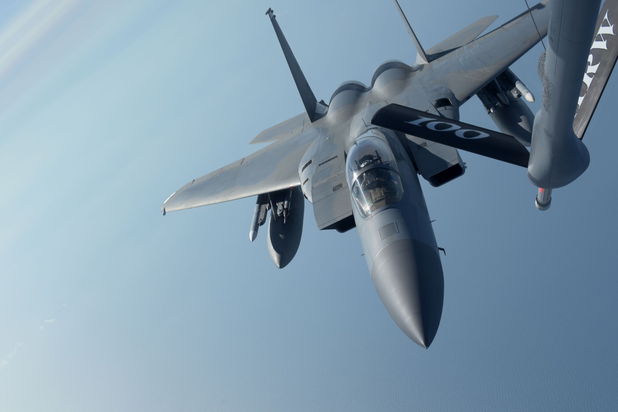 F-15 prepares for in-flight refueling