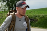 Technical Sgt. Jeff Campbell a survival, evasion, resistance, escape specialist with the Iowa Air National Guard’s 185th Air Refueling Wing in Sioux City, Iowa, is walking across the state to raise awareness about mental health.