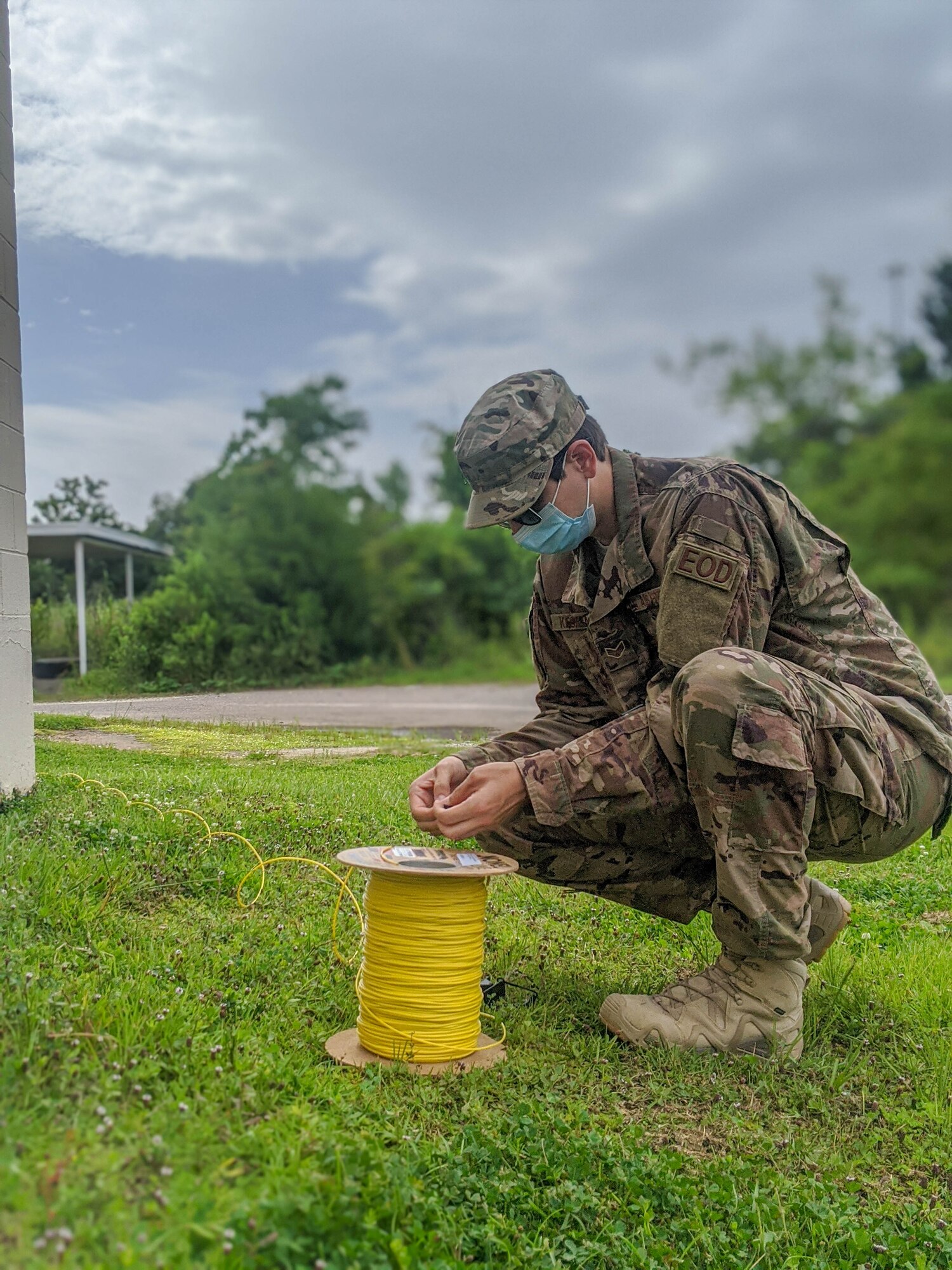 Explosive ordnance disposal technicians keep up-to-date on their training, even with the restrictions placed on the base brought about by COVID-19.