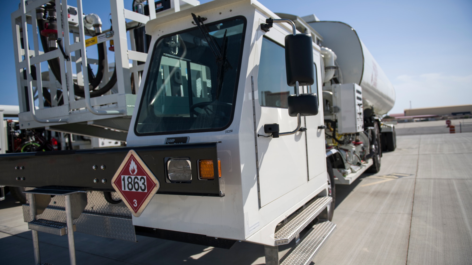 The 412th Test Wing’s 412th Logistics Readiness Squadron recently received two Large Capacity Refuel Vehicles at Edwards Air Force Base, California. The LCRV features a host of efficiency and safety capabilities over other Air Force fuel trucks, the R-11 and R-12. (Air Force photo by Giancarlo Casem)