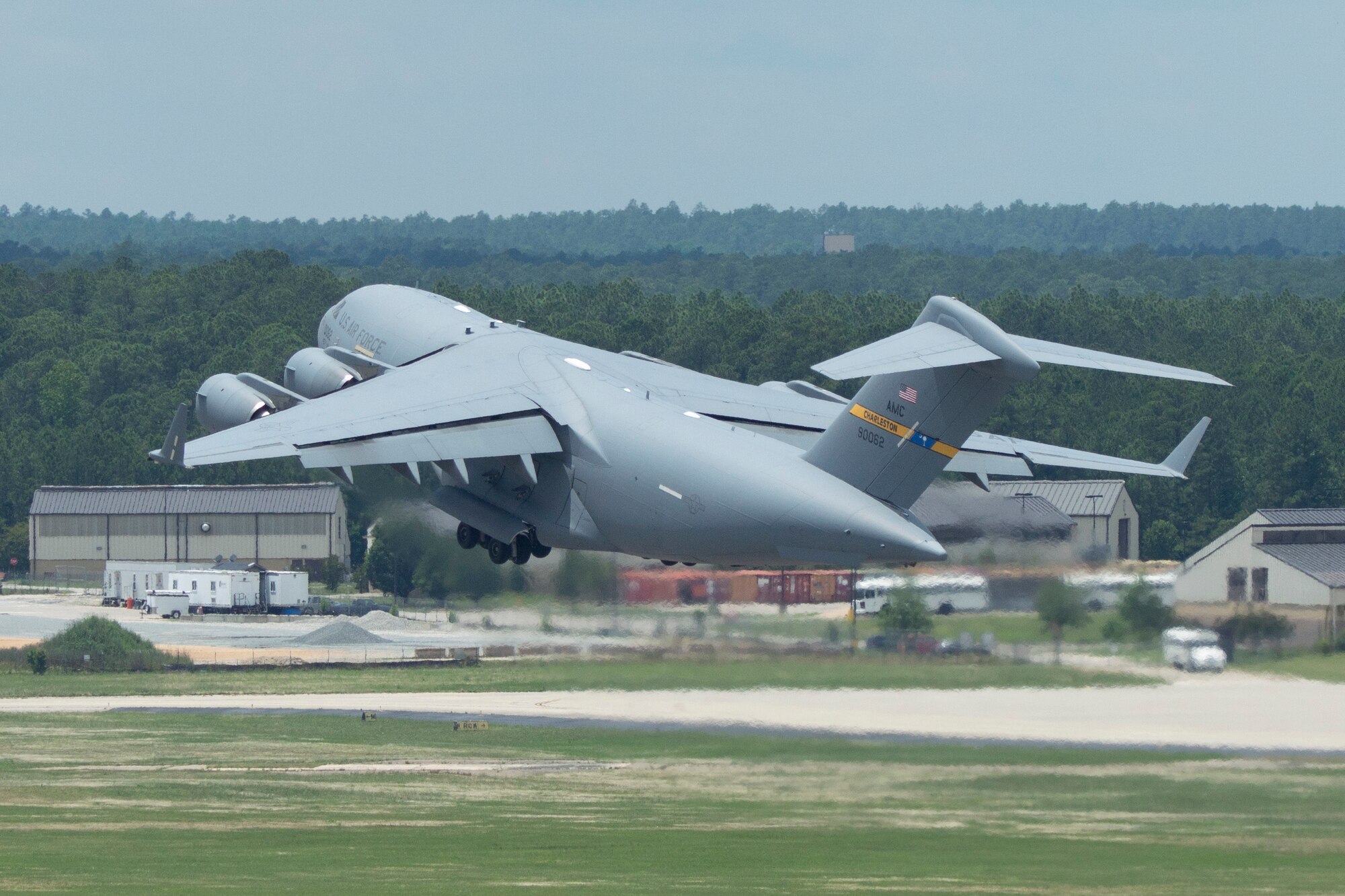 A C-17 Globemaster takes off from Pope Field, North Carolina during a training exercise earlier this month.