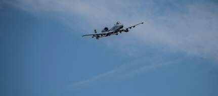 An A-10C Thunderbolt II fighter jet from the 122nd Fighter Wing, Fort Wayne, Indiana, flies during a combat search-and-rescue training exercise in Miami County June 18, 2020. The mock scenario utilized a UH-60 Black Hawk helicopter from the Gary Army Aviation Support Facility and multiple A-10C Thunderbolt II fighter jets to retrieve personnel from a downed aircraft inside hostile territory.