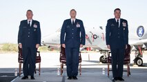A photo of Airmen during a change of command ceremony