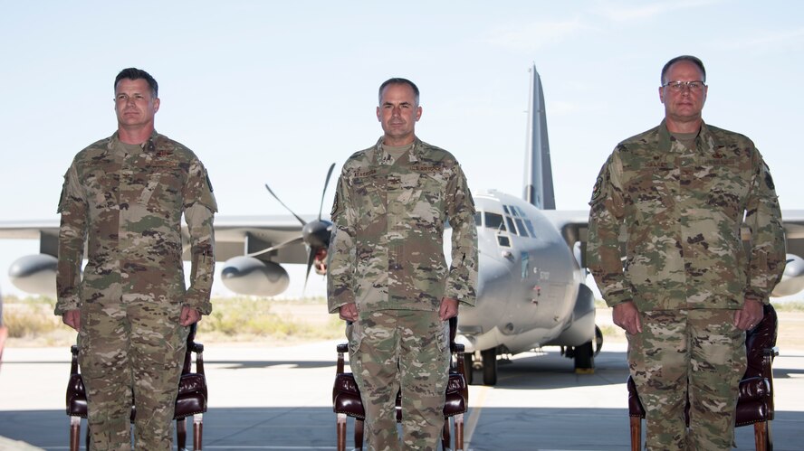A photo of Airmen during a change of command