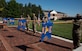 Senior enlisted leaders of their respective squadrons unfurl their unit flags during an assumption-of-command ceremony at Joint Base Anacostia-Bolling, Washington D.C., June 26, 2020. The 11th Wing hosted the ceremony to officially activate the 11th Comptroller Squadron, 11th Contracting Squadron, 11th Civil Engineer Squadron and 11th Security Forces Squadron. The 11th Wing and subordinate units are standing up in preparation for the wing to take lead service responsibility of JBAB from the U.S. Navy by October 2020. (U.S. Air Force photo by 1st Lt. Kali L. Gradishar)