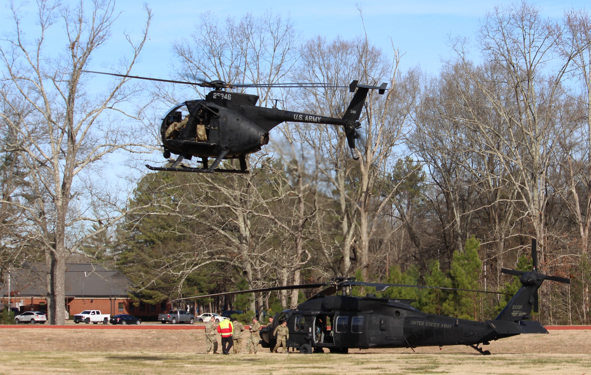 Arnold Air Force Base Fire and Emergency Services personnel receive training Dec. 20, 2019, to become familiar with the working parts of different military helicopters, from members of U.S. Army units based at Fort Campbell, Kentucky. (U.S. Air Force photo by Deidre Moon)
