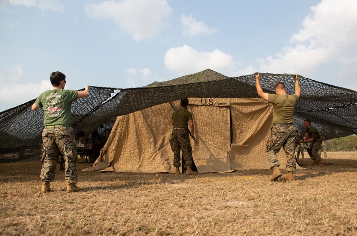 U.S. Marines with Marine Air Support Squadron 2, 1st Marine Aircraft Wing, set up a direct air support center during Cobra Gold 20 at Camp Phra Maha Jetsadaratchao, Chon Buri, Kingdom of Thailand, Feb. 26.