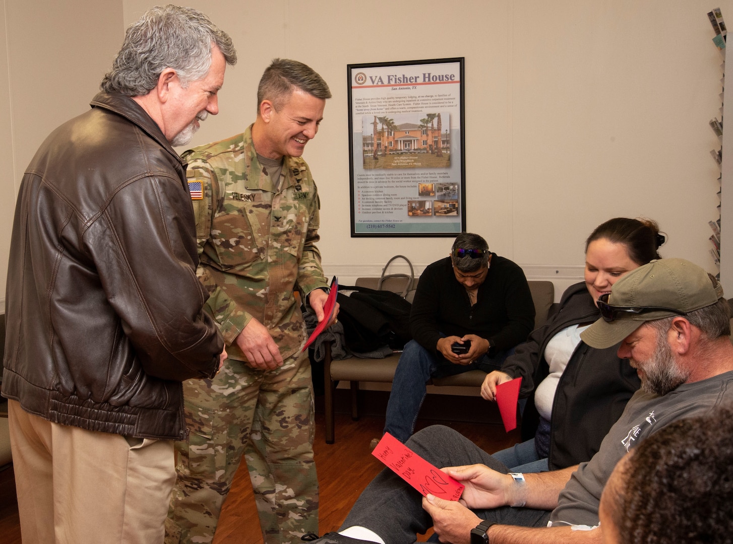 Col. Pete Velesky talks with veteran