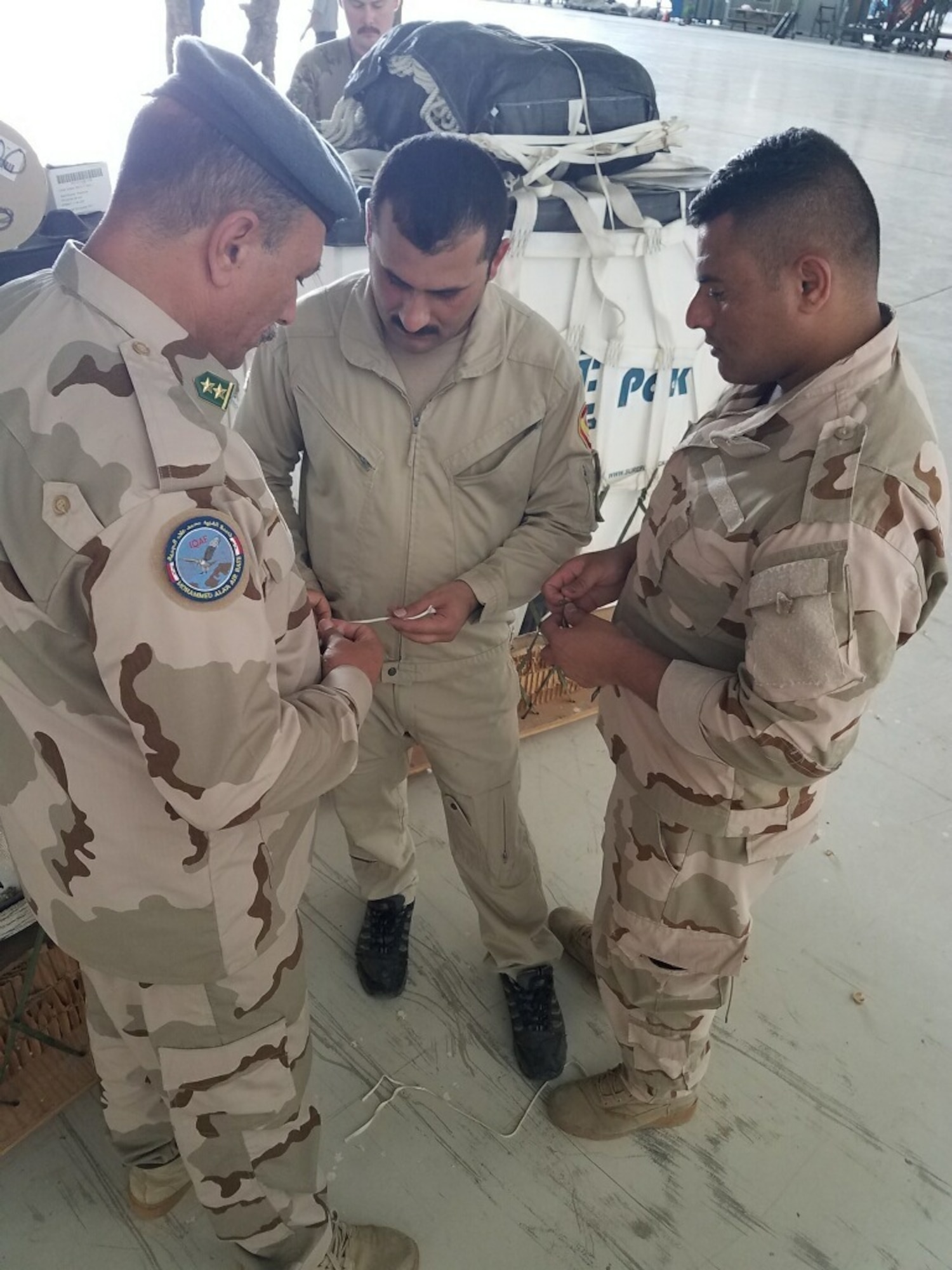 During a recent deployment, Master Sgt. Jon Landers, a 189th Aerialport Flight air transportation cargo specialist, performed the duties of air advisor to the Iraqi Air Force's C-130 enlisted crew.