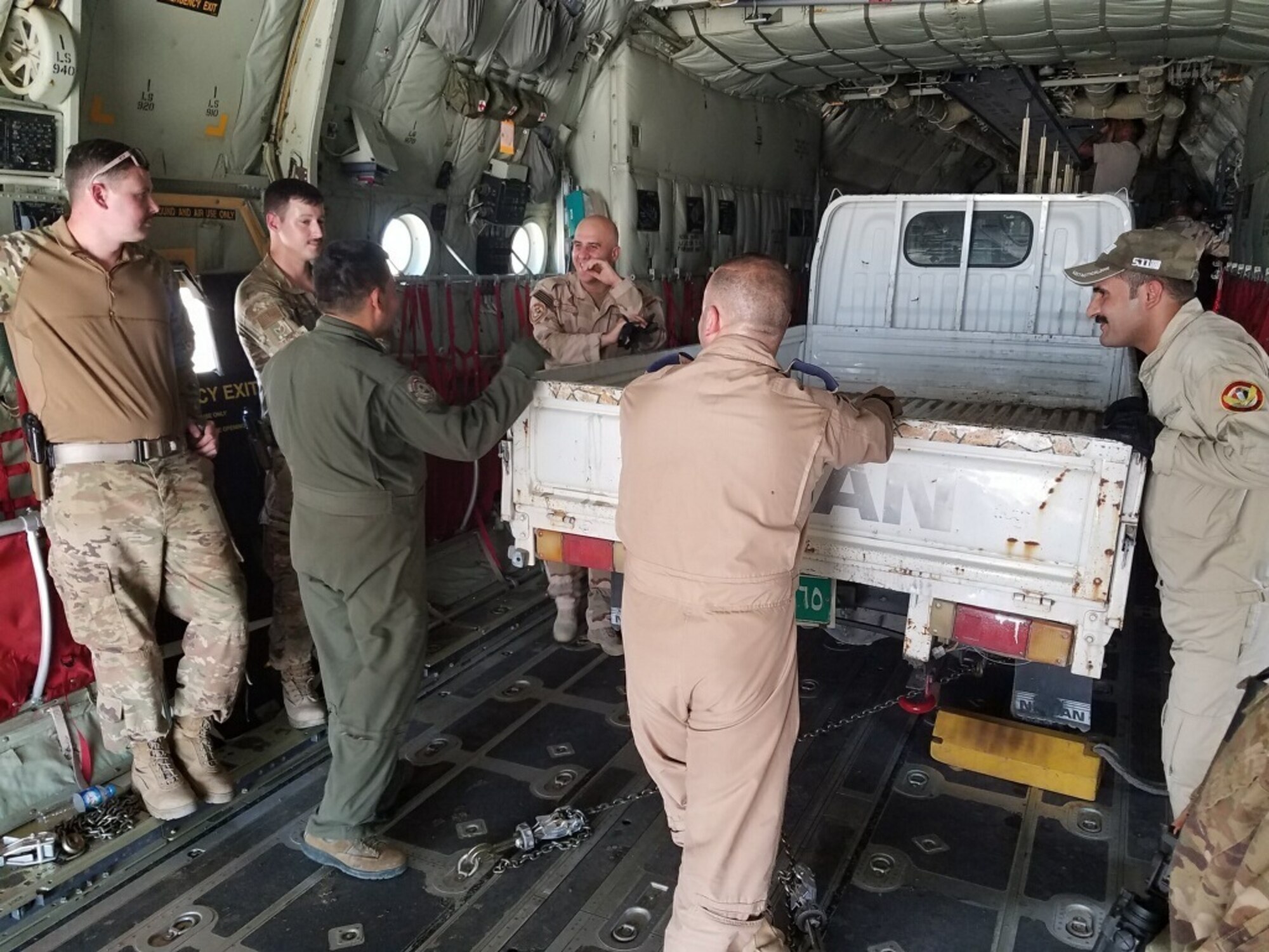 During a recent deployment, Master Sgt. Jon Landers, a 189th Aerialport Flight air transportation cargo specialist, performed the duties of air advisor to the Iraqi Air Force's C-130 enlisted crew.