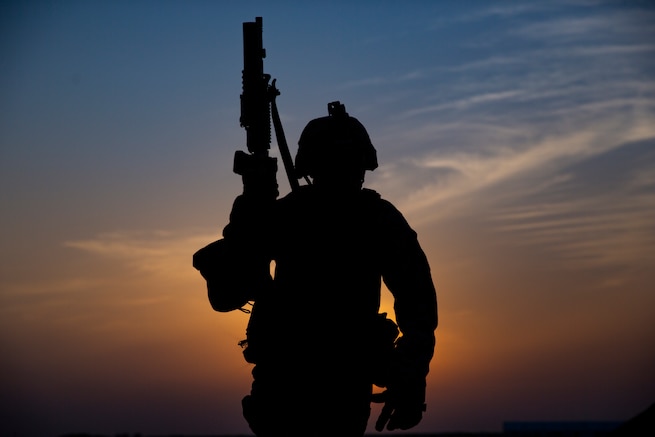 U.S. Marine Corps Lance Cpl. Andre Payton, a rifleman with 1st Battalion, 1st Marine Regiment, participates in  a casualty response drill while preparing for exercise Native Fury 20 in the United Arab Emirates, Feb. 22, 2020. Native Fury is an exercise where units from I Marine Expeditionary Force employ a variety of different techniques to accomplish several training objectives. The exercise involves live fire and maneuver training with urban environment training facilities, skill development and exchange with the armed forces of the United Arab Emiratis, ship-to-shore offloads of personnel, equipment and humanitarian resources. (U.S. Marine Corps photo by Sgt. Alexis Flores)