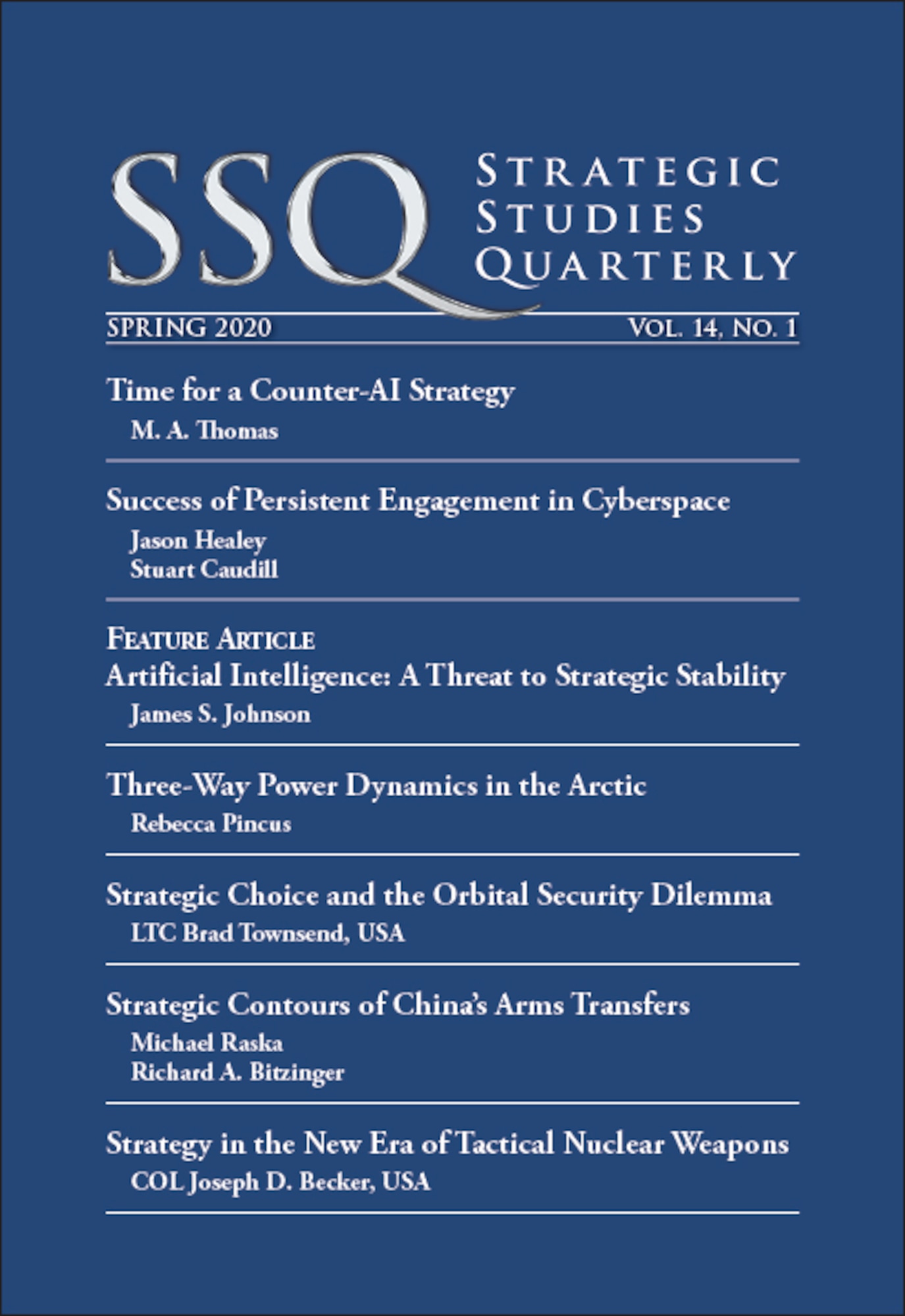 Air University Press releases spring 2020 edition of SSQ. ( Courtesy Graphic)