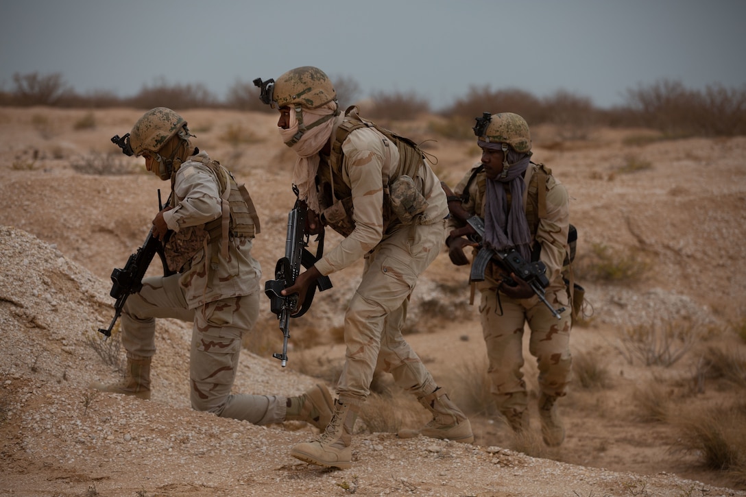 Mauritanian soldiers on guard post.