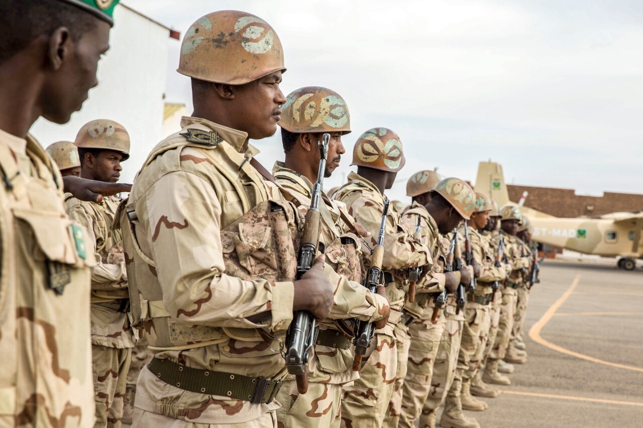 African soldiers in formation.