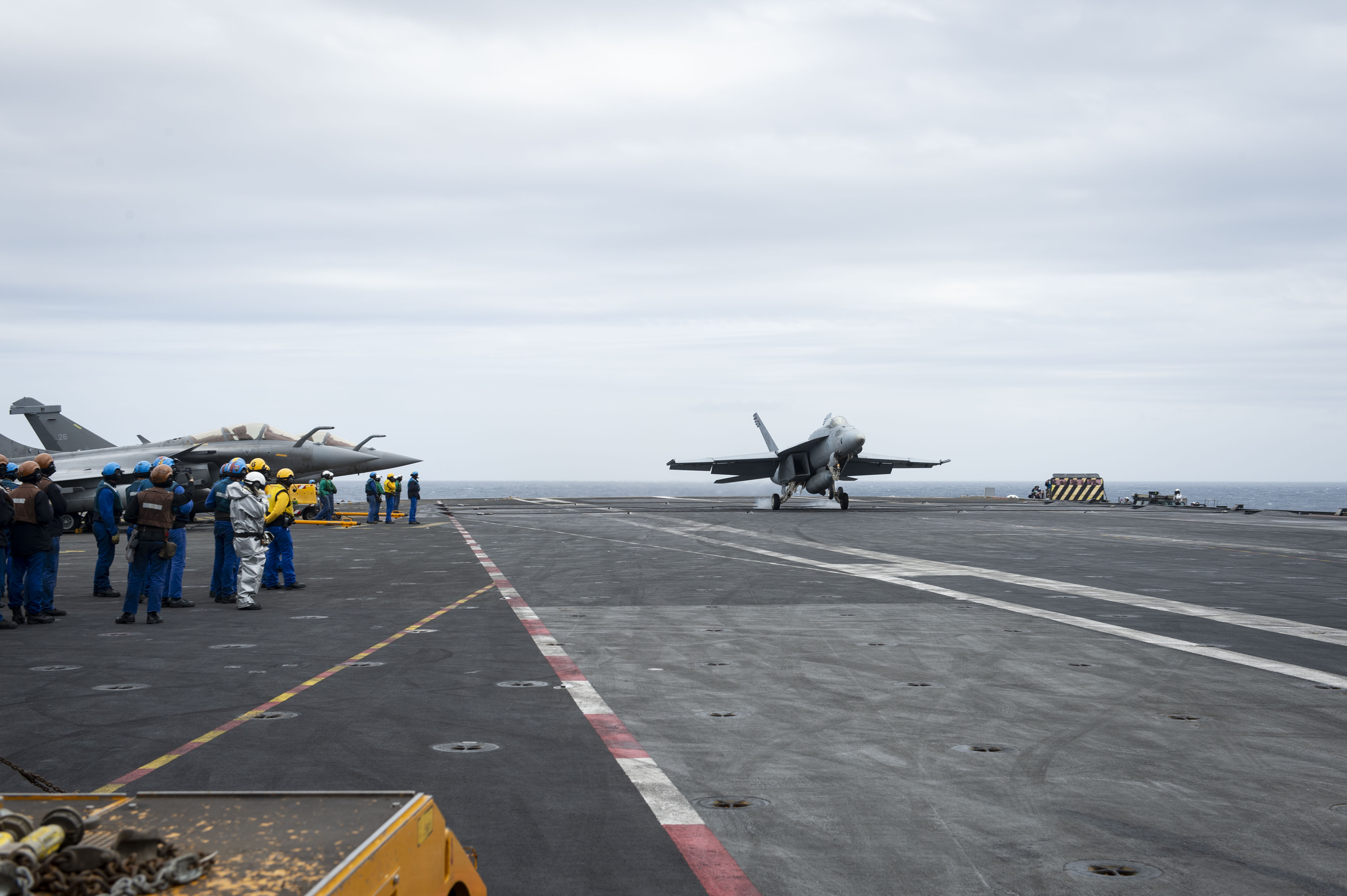 Ike and Charles de Gaulle Participate in Cross-Deck Aircraft