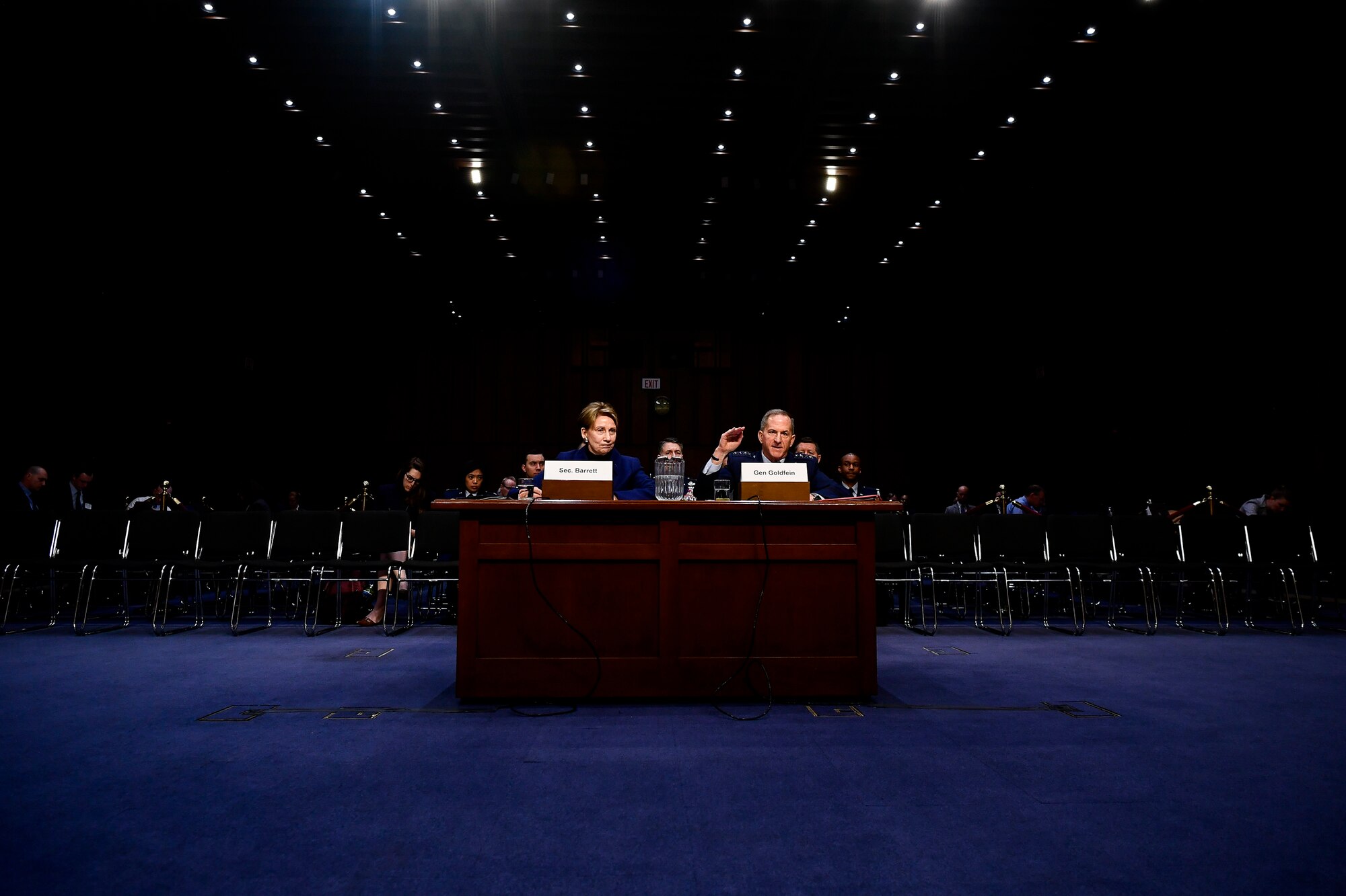 Air Force Secretary Barbara Barrett and Chief of Staff Gen. David L. Goldfein testify on the posture of the Air Force before the Senate Armed Services Committee at the Hart Senate Office Building in Washington, D.C., March 3, 2020. (U.S. Air Force photo by Eric Dietrich)