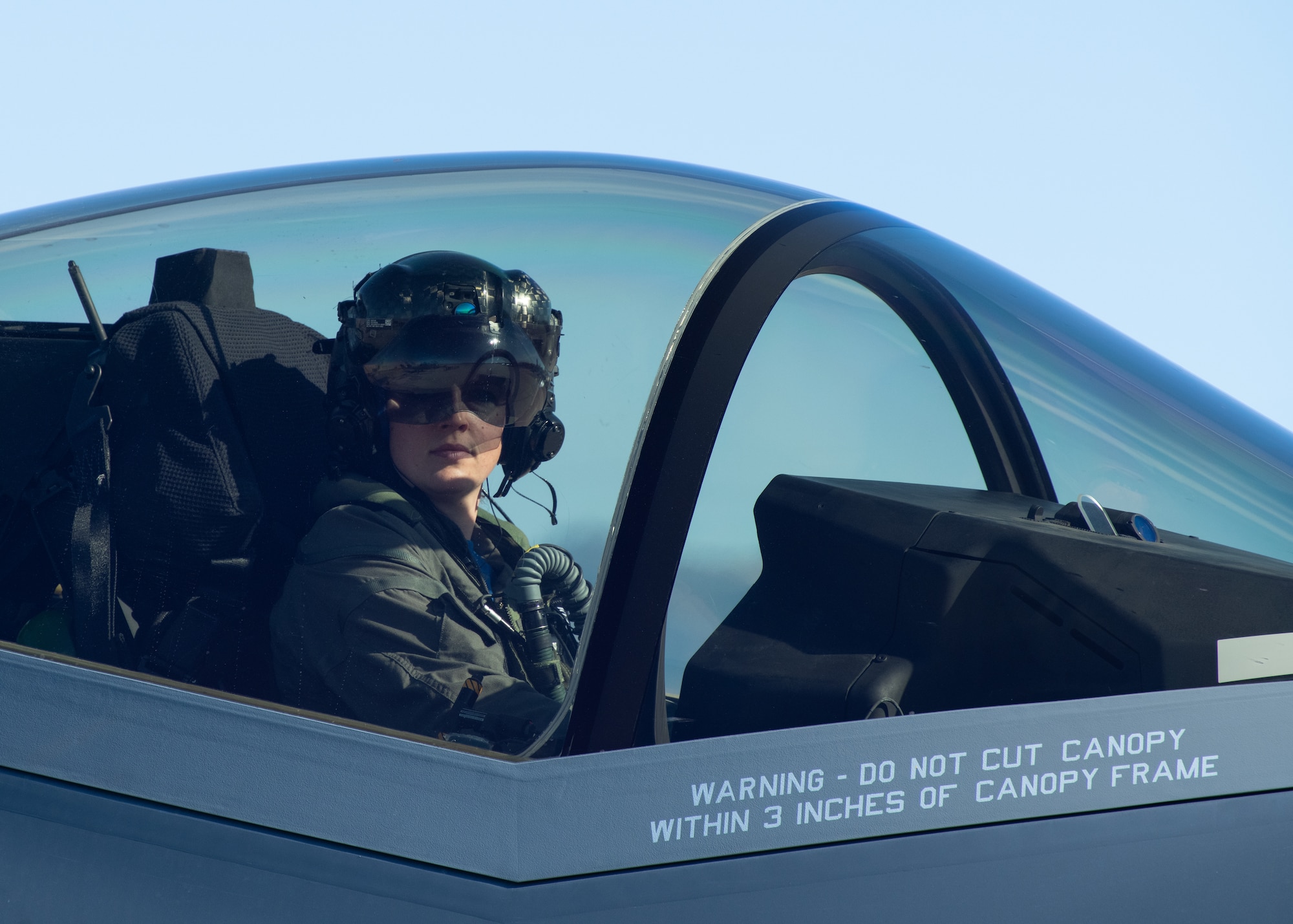 Capt. Wolfe prepares for a takeoff in an F-35A Lightning II.