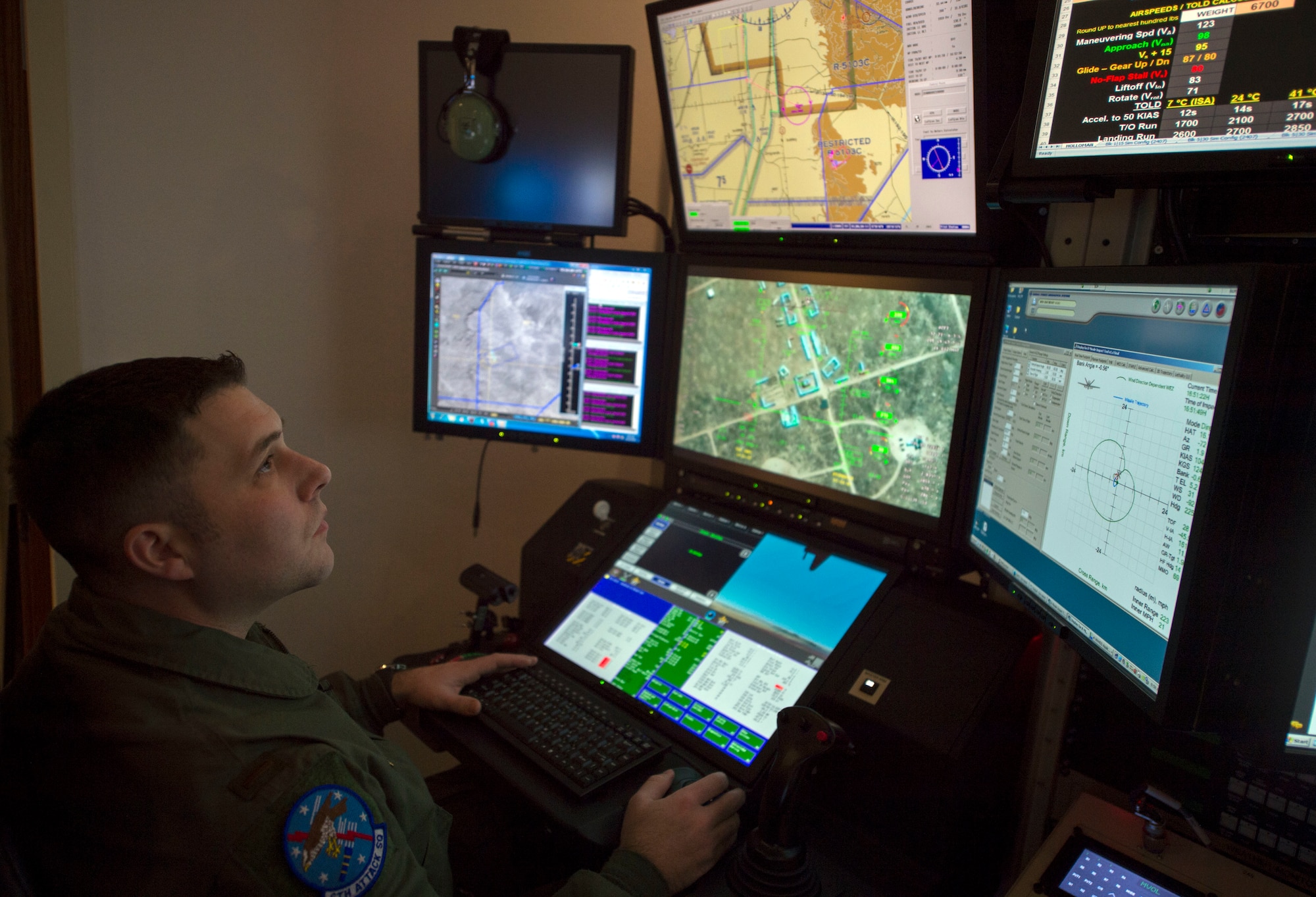 Image of an Airman operating a simulator.