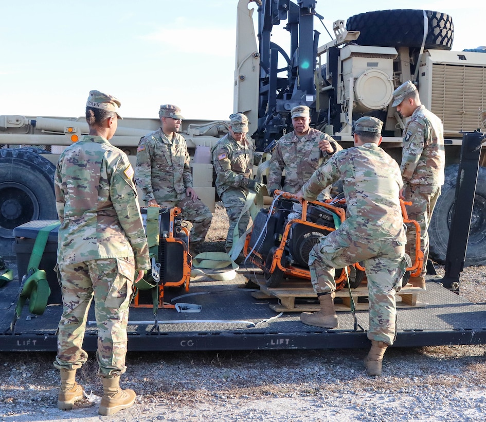 Soldiers from varying brigades and units throughout the 101st Airborne Division (Air Assault), properly secure equipment brought in to the Division Excess Consolidation Point as part of Operations Clean Eagle and Eagle Sweep. The purpose of both of these operations is to remove excess from across the division, eliminate waste and increase the division's overall readiness posture.