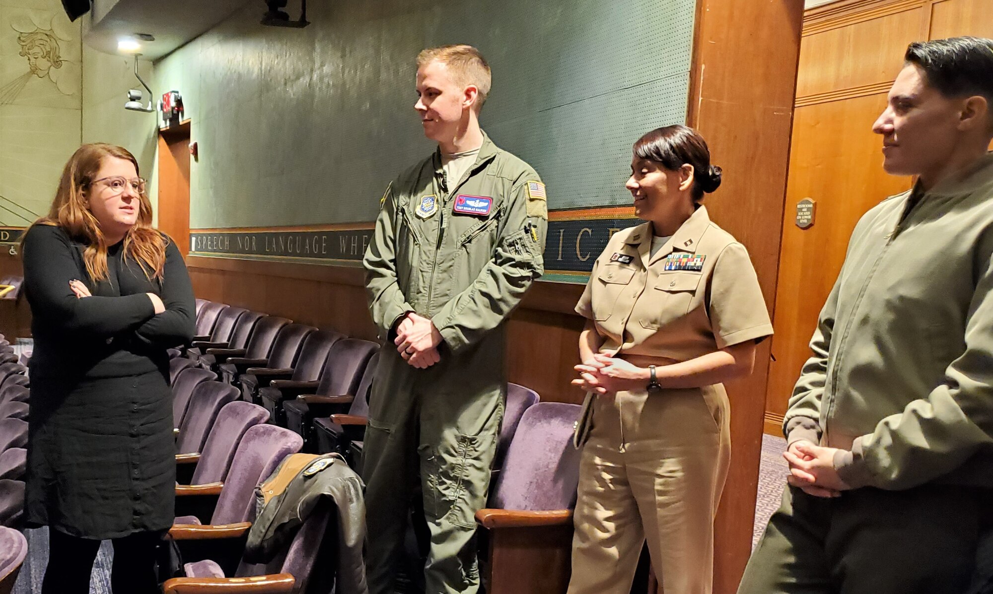 On a panel of service members, Air Force District of Washington's Tech. Sgt. Doug Galmish, 1st Airlift Squadron at Joint Base Andrews, appeared before nearly 200 high school students at the Carnegie Institution for Science in Washington, D.C., to field questions pertaining to educational opportunities, deployments, world issues, and more.