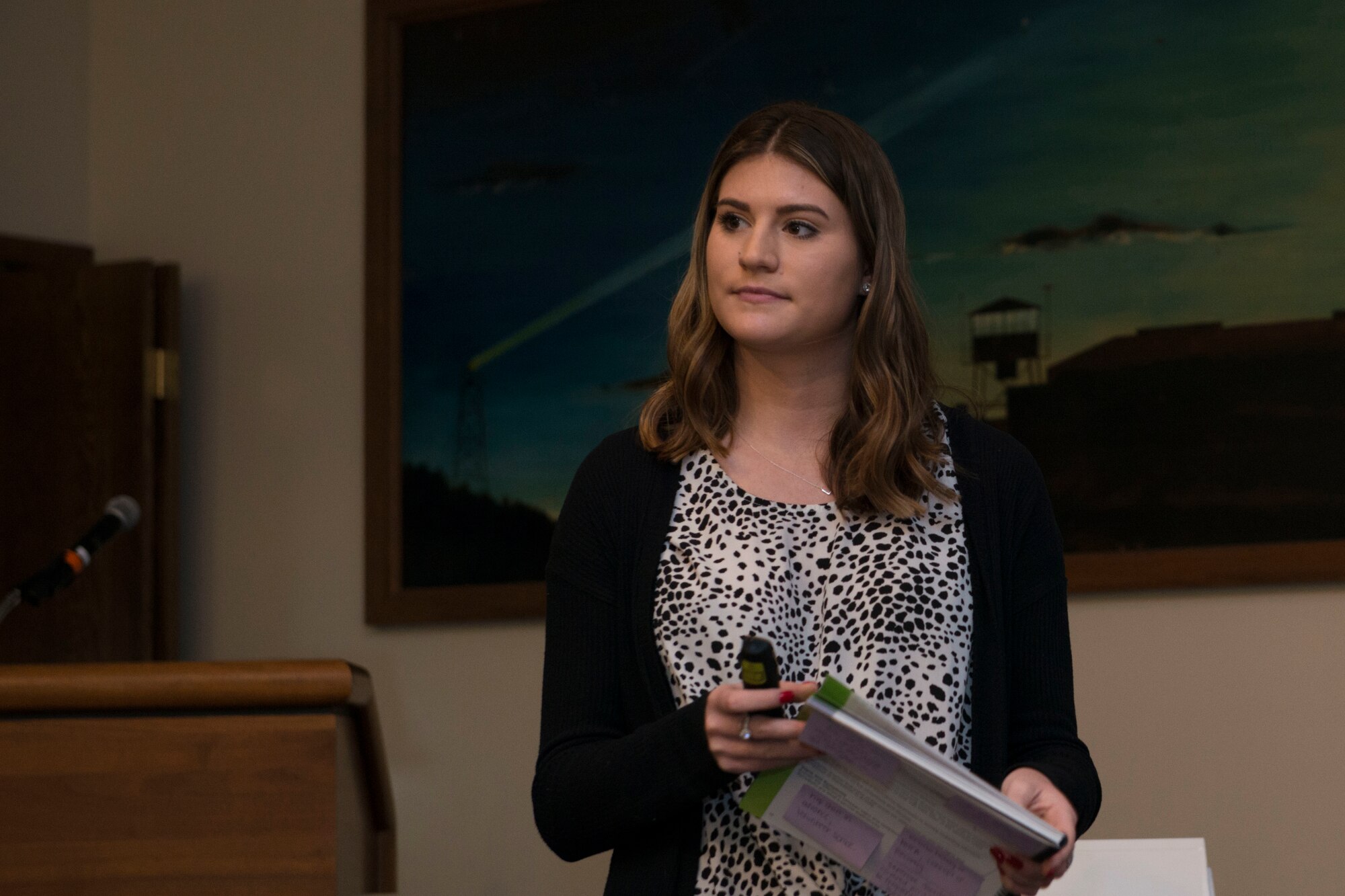 Carissa Peckrul, a Health360, Inc. Mental Health First Aid (MHFA) instructor, teaches an MHFA certification course to members of the Connecticut Air National Guard, Jan. 15, 2020, at Bradley Air National Guard Base, East Granby, Conn. MHFA is a public education program that introduces participants to the warning signs of mental health problems and teaches them how to respond to a mental health crisis. (U.S. Air National Guard photo by Tech. Sgt. Tamara R. Dabney)