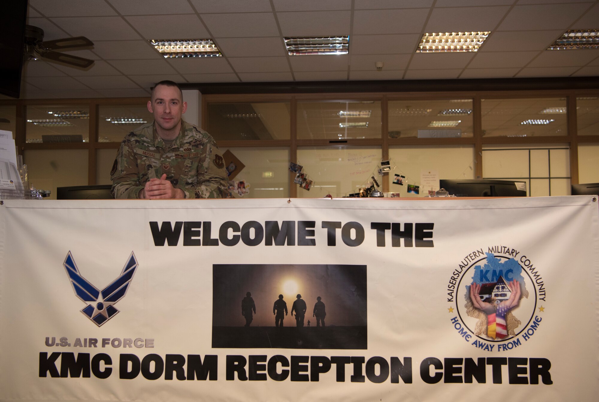 U.S. Air Force Staff Sgt. Corey Musial, 86th Civil Engineer Squadron airman dorm leader poses for a photo at the Kaiserslautern Military Community Dorm Reception Center on Ramstein Air Base, Germany, March 3, 2020. Musial received the honor of being named Ramstein’s Airlifter of the Week on Feb. 21. (U.S. Air Force photo by Senior Airman Kristof J. Rixmann)