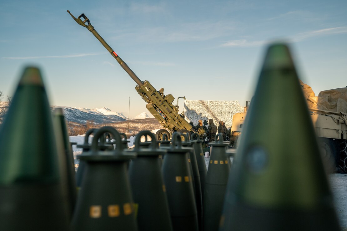 An M777 Howitzer sits staged at a range near Setermoen, Norway, March 4.