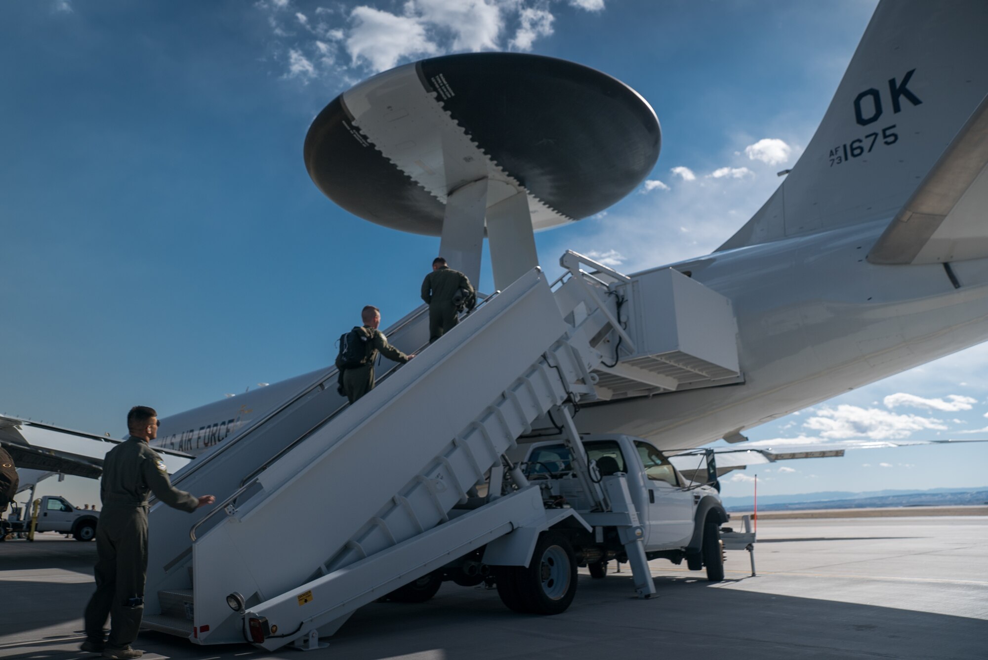 cadets board E-3 aircraft