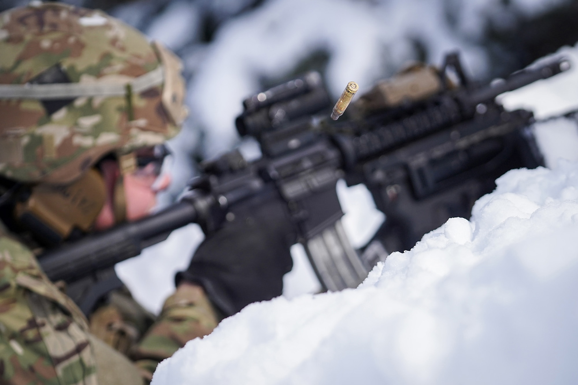 Paratroopers assigned to 1st Battalion, 501st Parachute Infantry Regiment, 4th Infantry Brigade Combat Team (Airborne), 25th Infantry Division, U.S. Army Alaska, qualify with M-4 carbines on Joint Base Elmendorf-Richardson, Alaska, March 3, 2020.