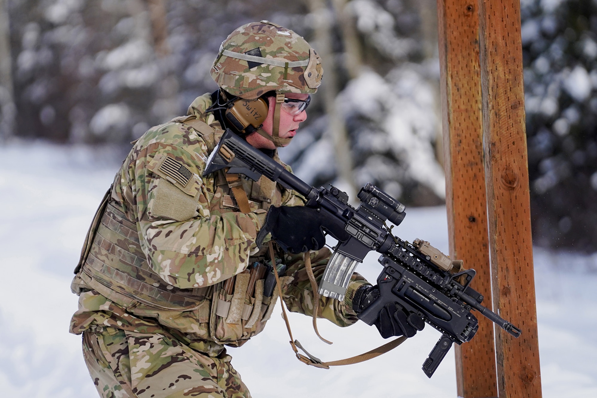 Paratroopers assigned to 1st Battalion, 501st Parachute Infantry Regiment, 4th Infantry Brigade Combat Team (Airborne), 25th Infantry Division, U.S. Army Alaska, qualify with M-4 carbines on Joint Base Elmendorf-Richardson, Alaska, March 3, 2020.