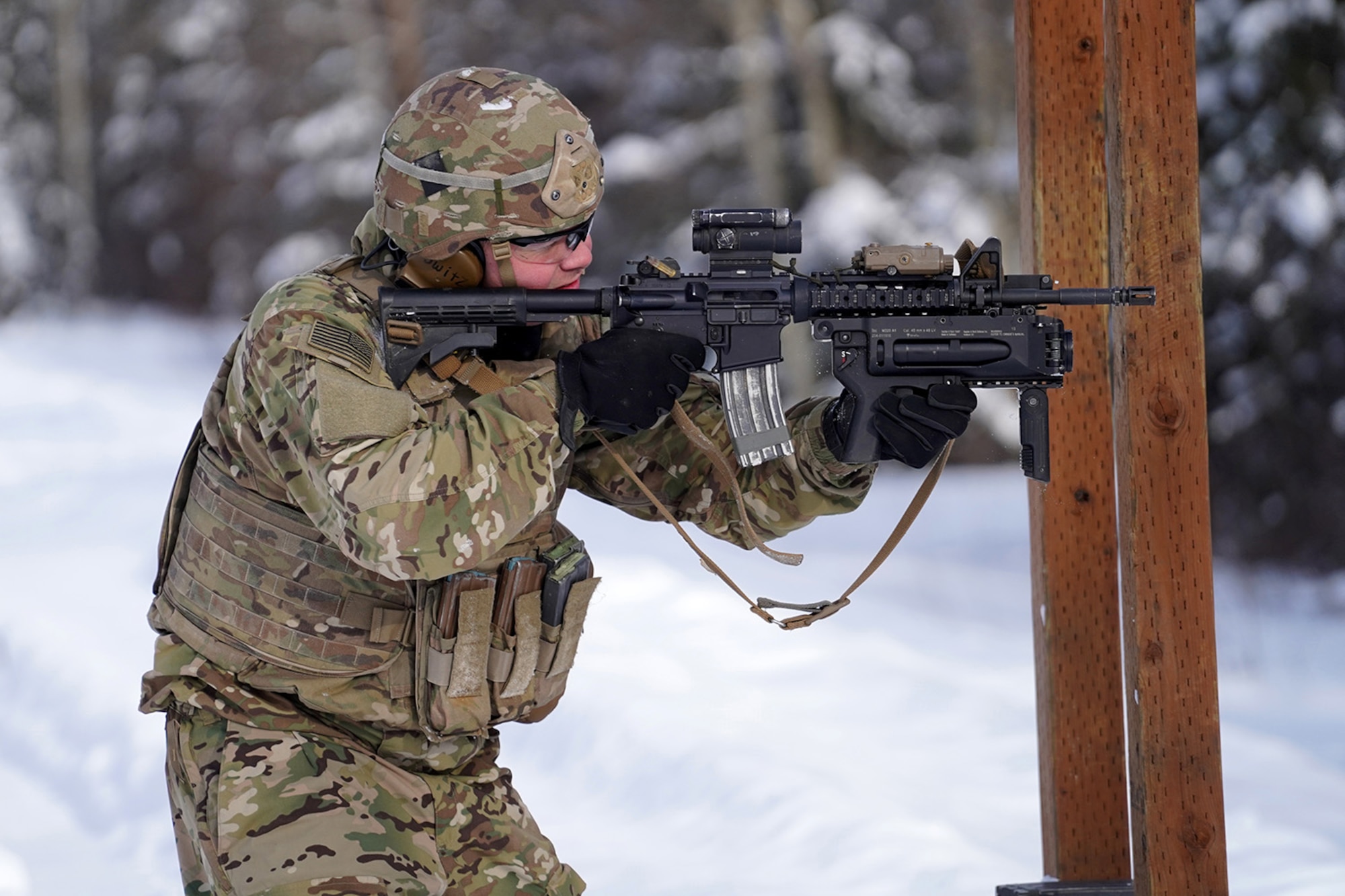 Paratroopers assigned to 1st Battalion, 501st Parachute Infantry Regiment, 4th Infantry Brigade Combat Team (Airborne), 25th Infantry Division, U.S. Army Alaska, qualify with M-4 carbines on Joint Base Elmendorf-Richardson, Alaska, March 3, 2020.