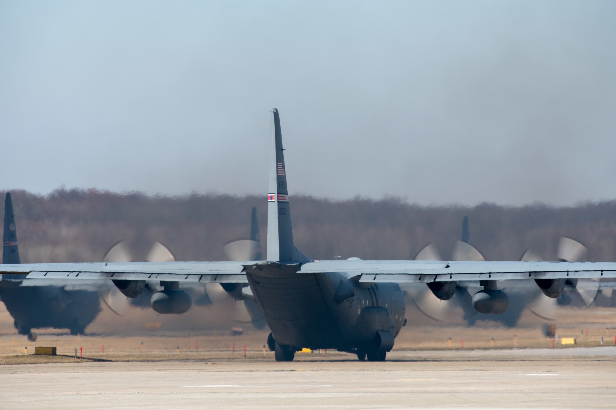 Three C-130H Hercules aircraft took off from YARS for a local training flight March 5, 2020.