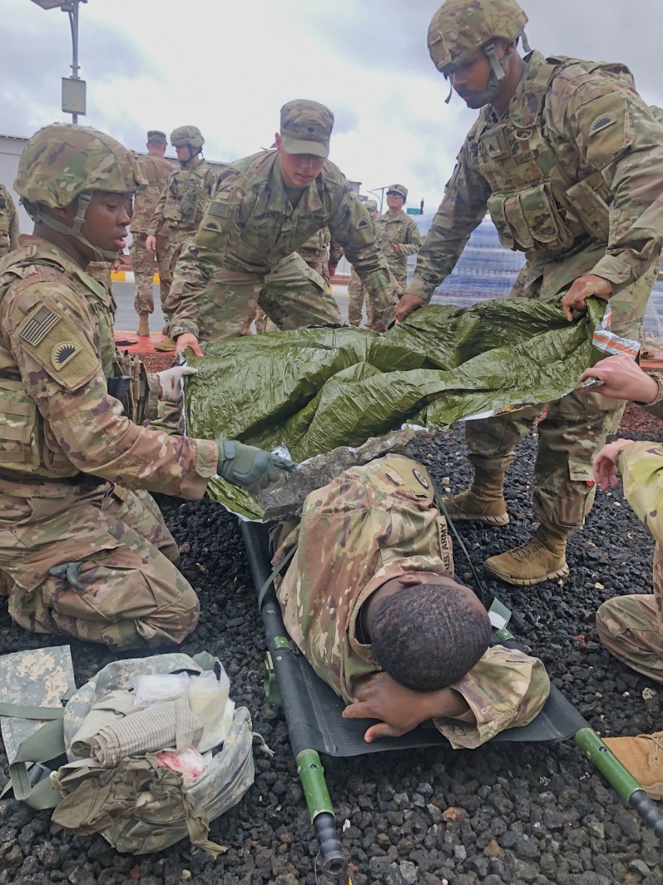 Soldiers take part in a mass-casualty exercise in Jordan.