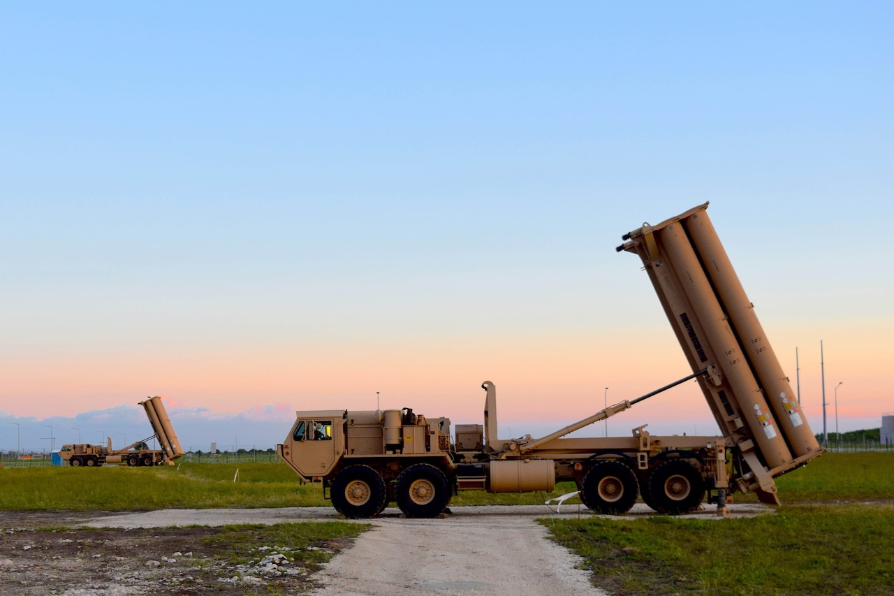 Missile launchers point skyward