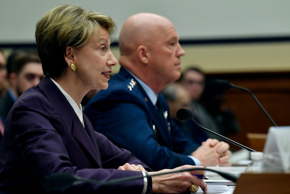 Secretary of the Air Force Barbara M. Barrett testifies before the House Armed Services Committee in Washington, D.C., March 4, 2020. Barrett talked about the fiscal year 2021 National Defense Authorization Budget request for the Department of the Air Force. (U.S. Air Force photo by Wayne Clark)