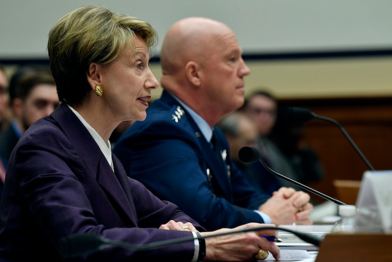 Secretary of the Air Force Barbara M. Barrett testifies before the House Armed Services Committee in Washington, D.C., March 4, 2020. Barrett talked about the fiscal year 2021 National Defense Authorization Budget request for the Department of the Air Force. (U.S. Air Force photo by Wayne Clark)