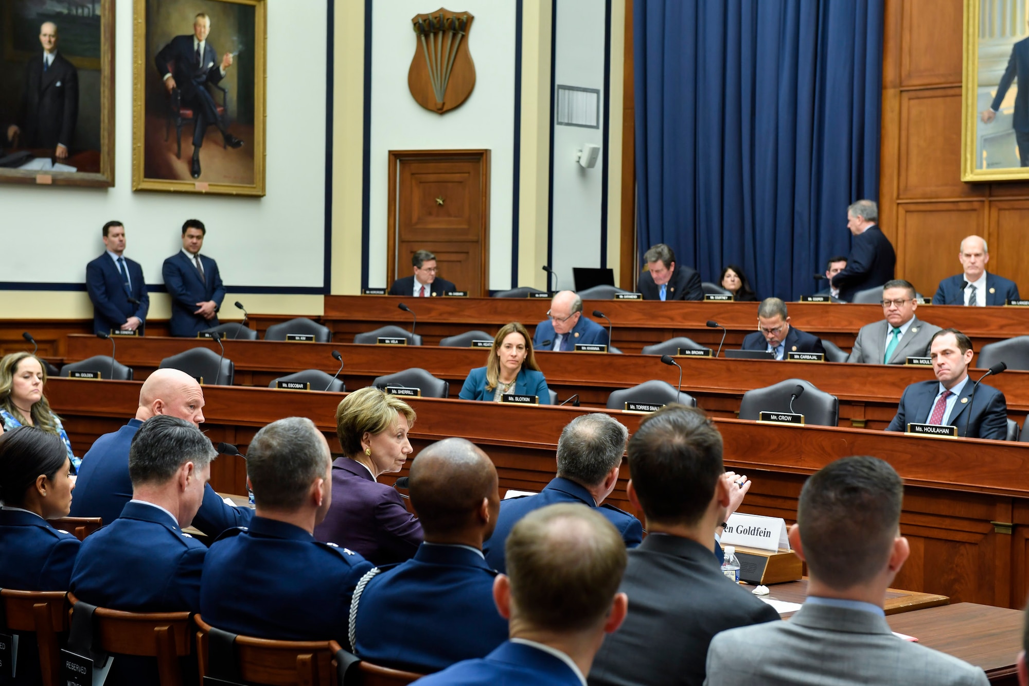 Air Force Chief of Staff Gen. David L. Goldfein, Department of the Air Force Secretary Barbara M. Barrett and Chief of Space Operations Gen. John W. Raymond testify before the House Armed Services Committee in Washington, D.C., March 4, 2020. (U.S. Air Force photo by Wayne Clark)