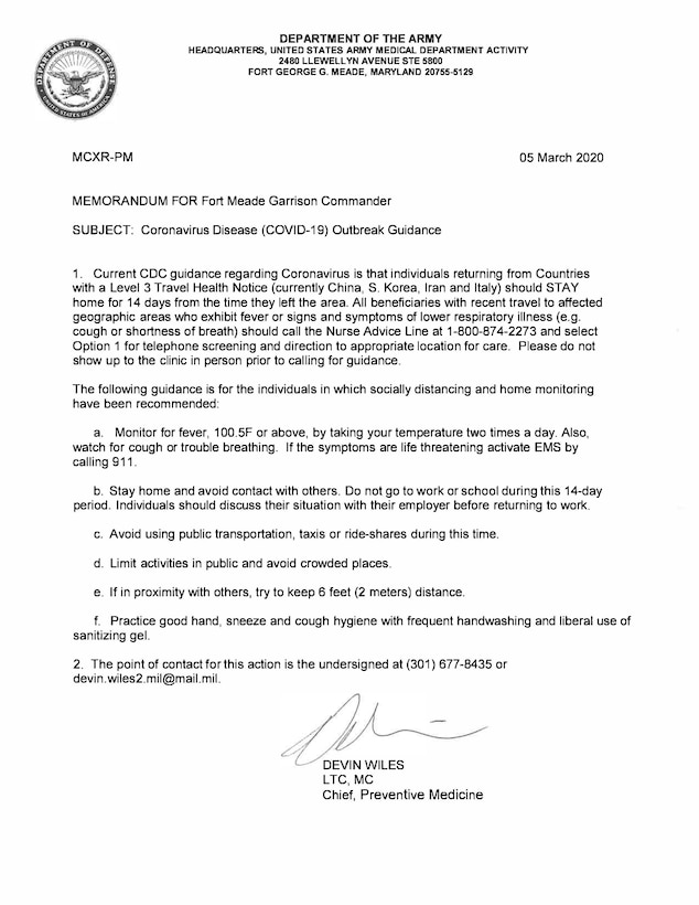 Coronavirus Disease (COVID-19) Outbreak Guidance