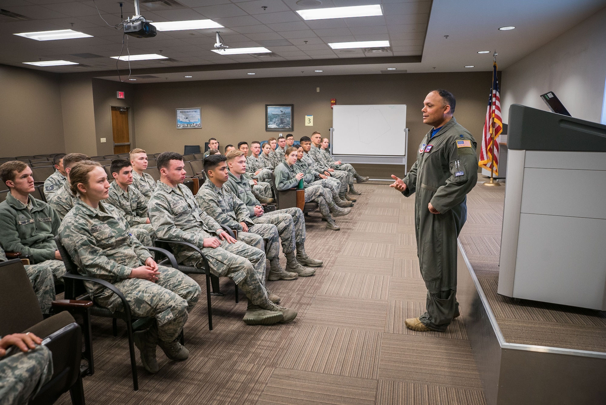 squadron commander addressing cadets