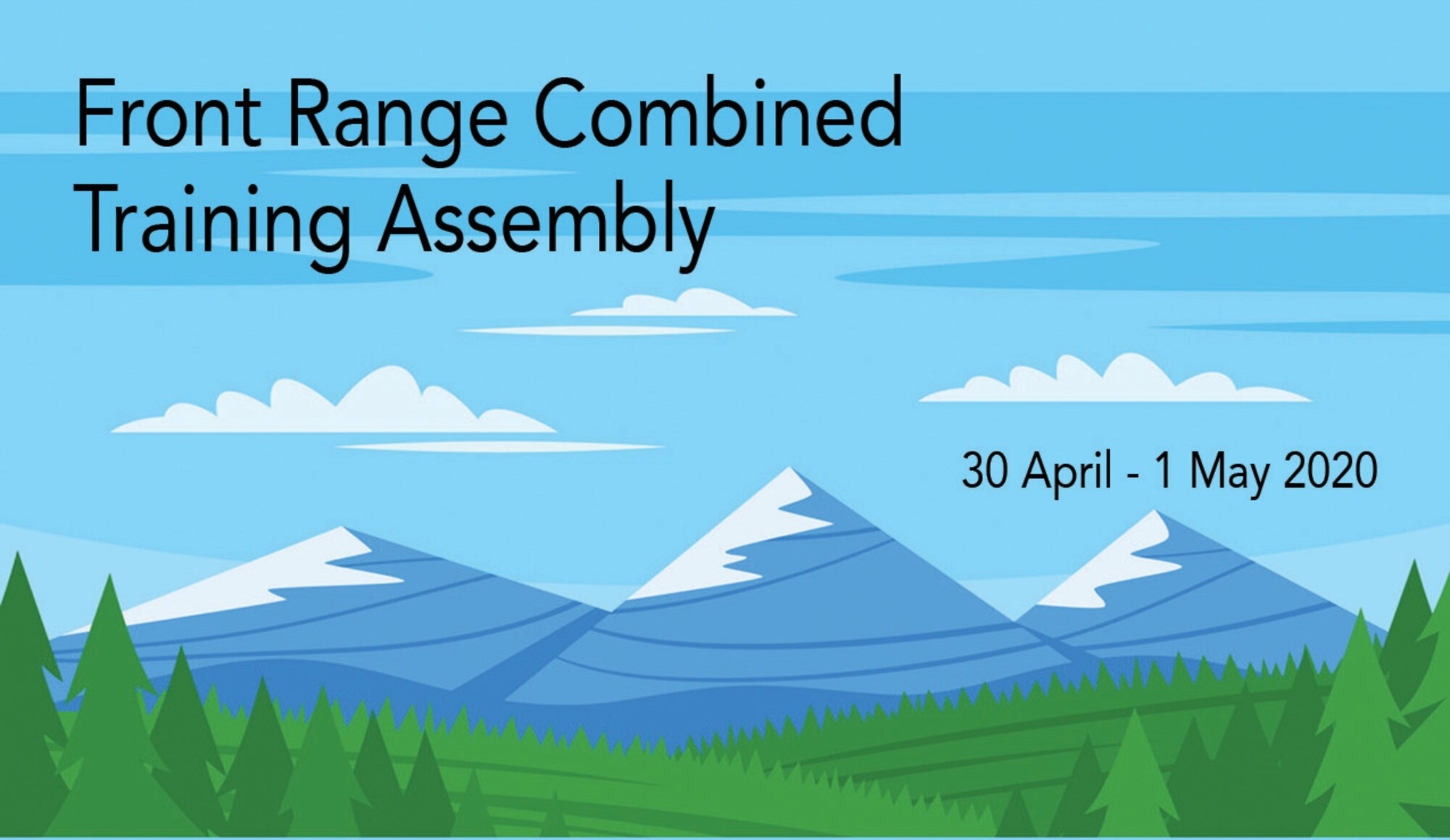 The Front Range Combined Training Assembly is scheduled for April 30 - May 1 at Peterson Air Force Base, Colorado.